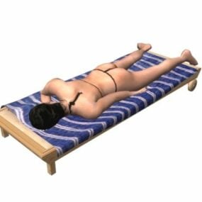Character Woman Sunbathing In Bikini 3d model