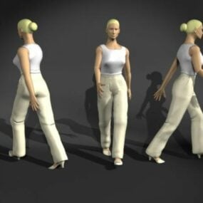 Mujer caminando pose personaje modelo 3d