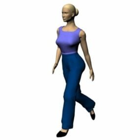 Character Woman Wearing A Sleeveless Shirt 3d model
