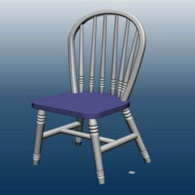 Wood Bar Chair With Back 3d model