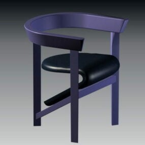 3д модель деревянного барного стула со спинкой
