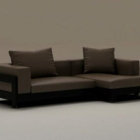 Modelo 3d de móveis para sofá de canto com base de madeira