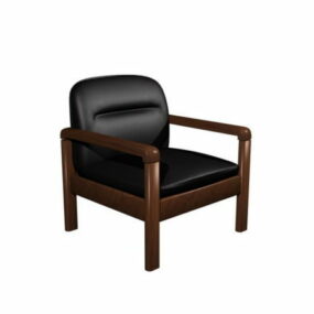 Wood Base Leather Armchair 3d model