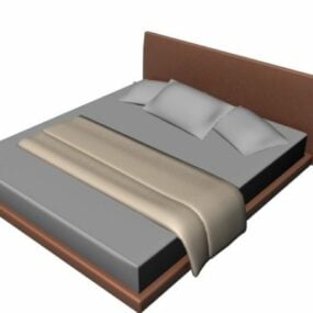 Wood Base Mattress Bed 3d model