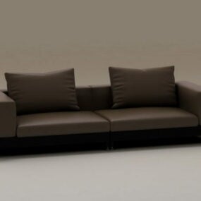Wood Base To-personers Cushion Couch 3d model