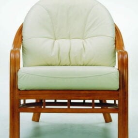 Wood Base Upholstered Armchair 3d model
