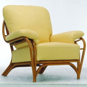 Wood Base Upholstered Sofa Chair 3d model