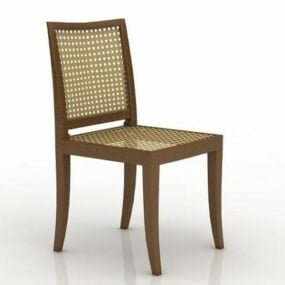 نموذج ثلاثي الأبعاد للكرسي الجانبي ذو القاعدة الخشبية