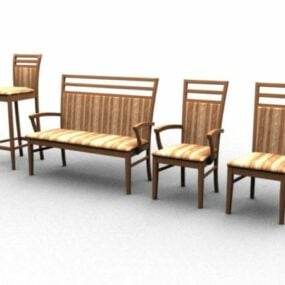 3D-Modell für Stuhlmöbel im Holzstil