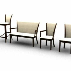 Elegante juego de sillas de madera modelo 3d