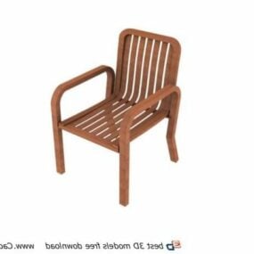 Furniture Wooden Chair With Armrest 3d model