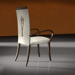 Dřevěná jídelní židle s potahy 3D model