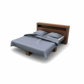 Wood Frame Bed 3d model