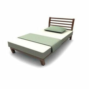 Wood Frame Single Bed 3d model