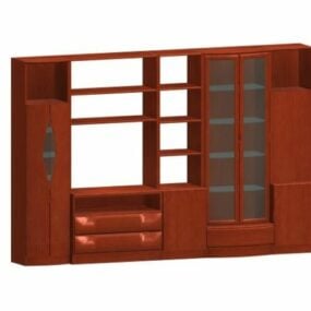 Unit Dinding Furnitur Kayu model 3d