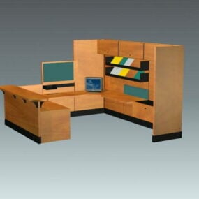 Model 3D drewnianej kabiny biurowej