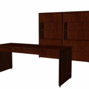 3д модель комплекта деревянной офисной мебели