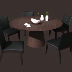 Furnitur Set Makan Luar Ruangan Kayu model 3d