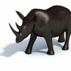 Wood Rhino Carving Animal