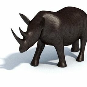 Wood Rhino Carving Animal 3d model