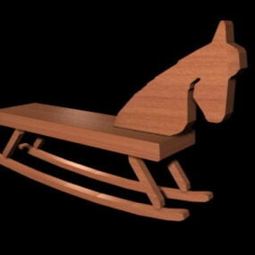 Sedia a dondolo in legno modello 3d