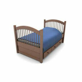 Mẫu giường gỗ đơn 3d