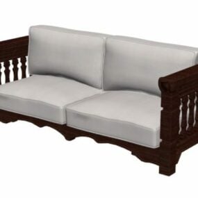 Modelo 3d de sofá de madeira