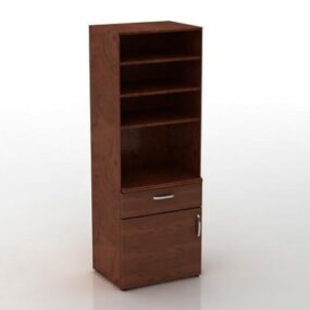 Modelo 3d de armário de armazenamento de parede de madeira
