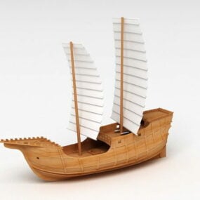 Modelo 3d de veleiro de madeira