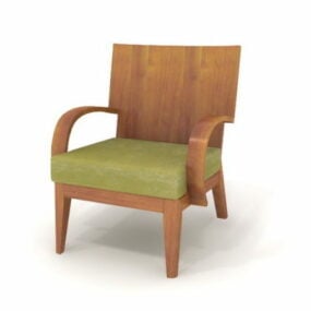 家具木扶手椅带垫3d模型