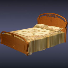 Wooden Carved Bed 3d model