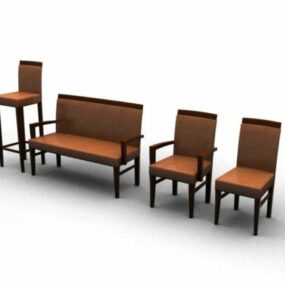 Wooden Chair Sets Furniture 3d model