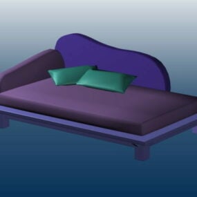 نموذج سرير نهاري خشبي ثلاثي الأبعاد