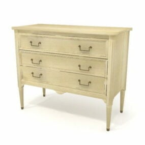Furniture Wooden Dresser With 3 Drawers 3d model