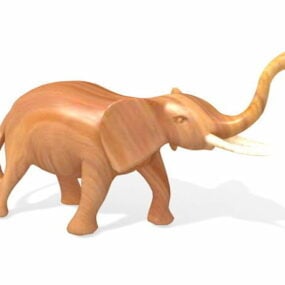 लकड़ी के हाथी की मूर्ति 3डी मॉडल