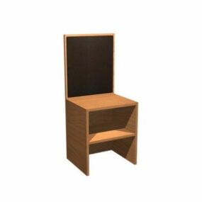 โมเดล 3 มิติเก้าอี้มินิมอลโครงไม้