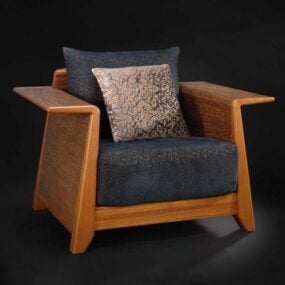 أثاث خشبي بإطار خشبي أريكة بمقعد واحد نموذج ثلاثي الأبعاد