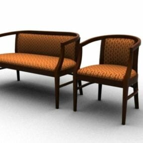 أثاث أريكة خشبية نموذج ثلاثي الأبعاد