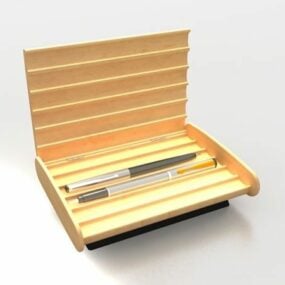 Caja porta bolígrafos de madera modelo 3d