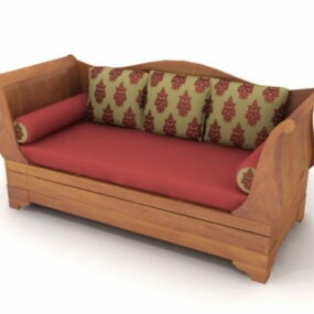 أثاث خشبي أريكة سرير نموذج ثلاثي الأبعاد