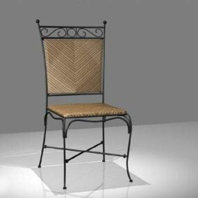 Wrought Iron And Wicker Dining Chair 3d model
