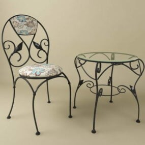 میز و صندلی فرفورژه کلاسیک مدل سه بعدی