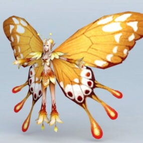 黄色い蝶の妖精3Dモデル