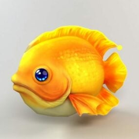 דגם תלת מימד של דג מצויר צהוב