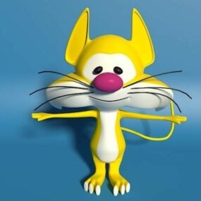 Model 3d Karakter Kucing Kuning