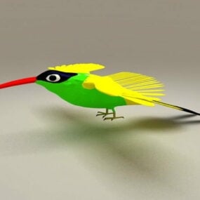 Mô hình 3d động vật chim ruồi màu vàng