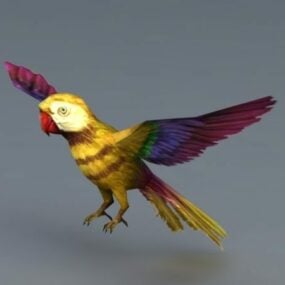 Modello 3d dell'uccello pappagallo giallo