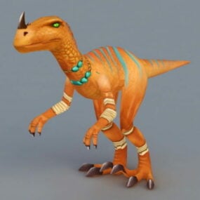 노란색 벨로시랩터 공룡 3d 모델