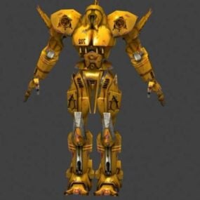 Model 3d Robot Pertempuran Kuning