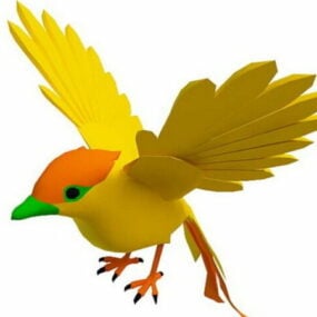 Modelo 3D Animal Pássaro Amarelo
